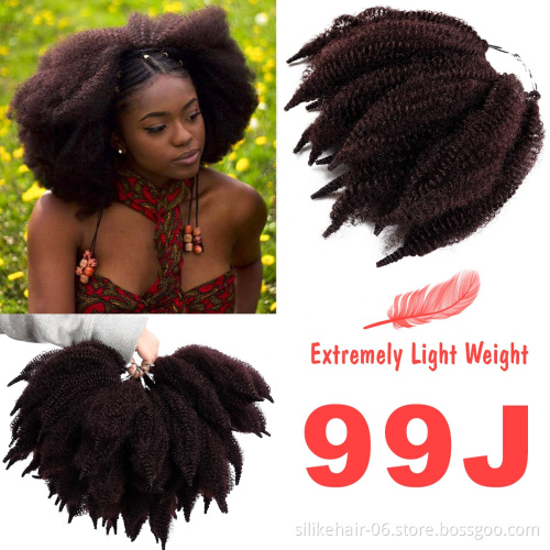 Soft Pure Hot selling Afro Kinky Bulk Synthetic twist marley braiding pre twisted synthetic hair extension for crochet braids